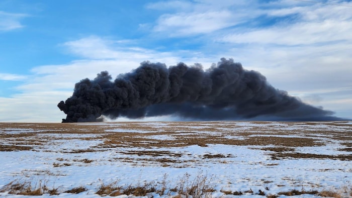 In Alberta, uncontained crude oil fire 