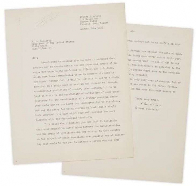 Einstein's sheet about the Nazi nuclear program was sold for 4 million dollars (photo)