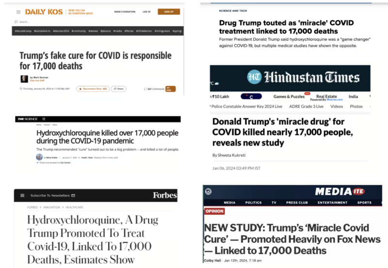 From the United States: The “17,000 deaths linked to hydroxychloroquine” announced never happened