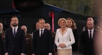Agata Kornhauser-Duda appeared at her husband's side at the Christmas Eve meeting. Everyone looked at her legs