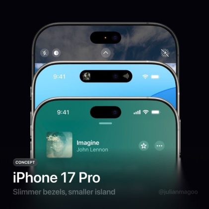 The new design of the iPhone 17 Pro smartphone: the renders showed a miniature "island"