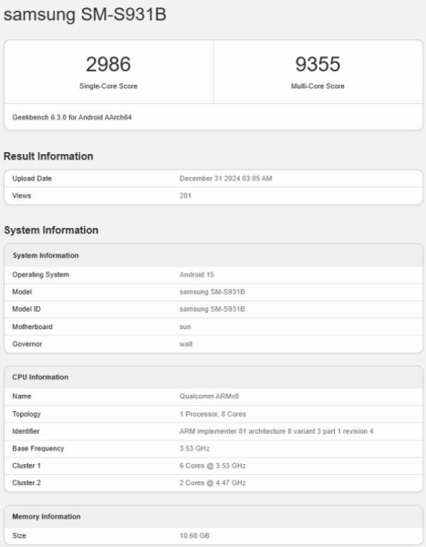 The Samsung Galaxy S25 smartphone will have 12 GB of RAM in the basic configuration