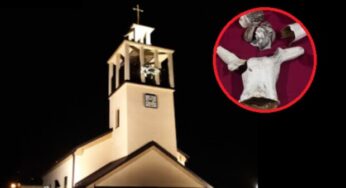 They destroyed the cross and the statue of Jesus. Now the police are looking for the perpetrators